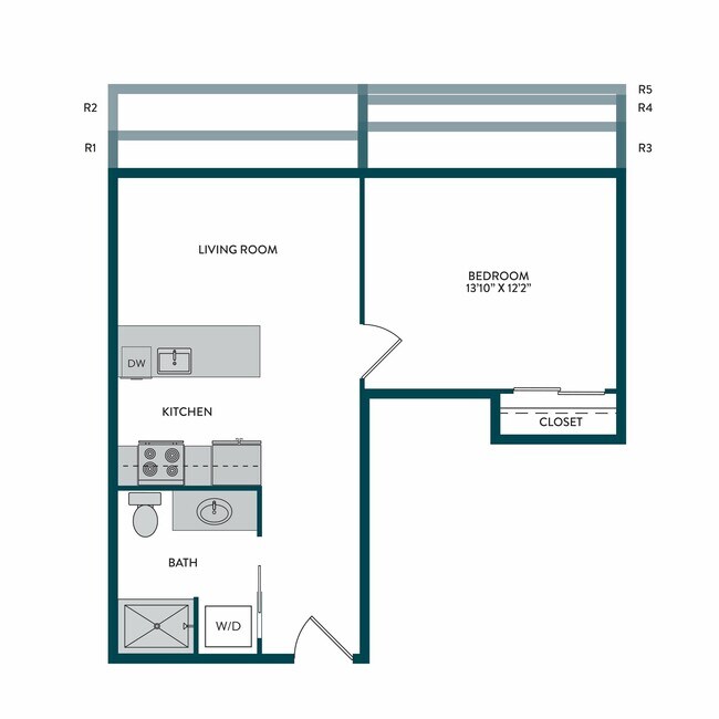 1BR 1BA I 645 floor plan